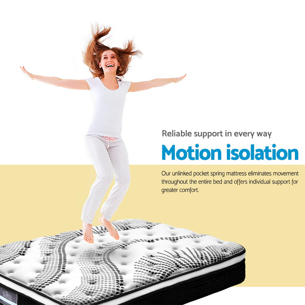 Queen Euro Top Mattress – 32cm Thickness, Medium Firm 5.0 Independent Coils