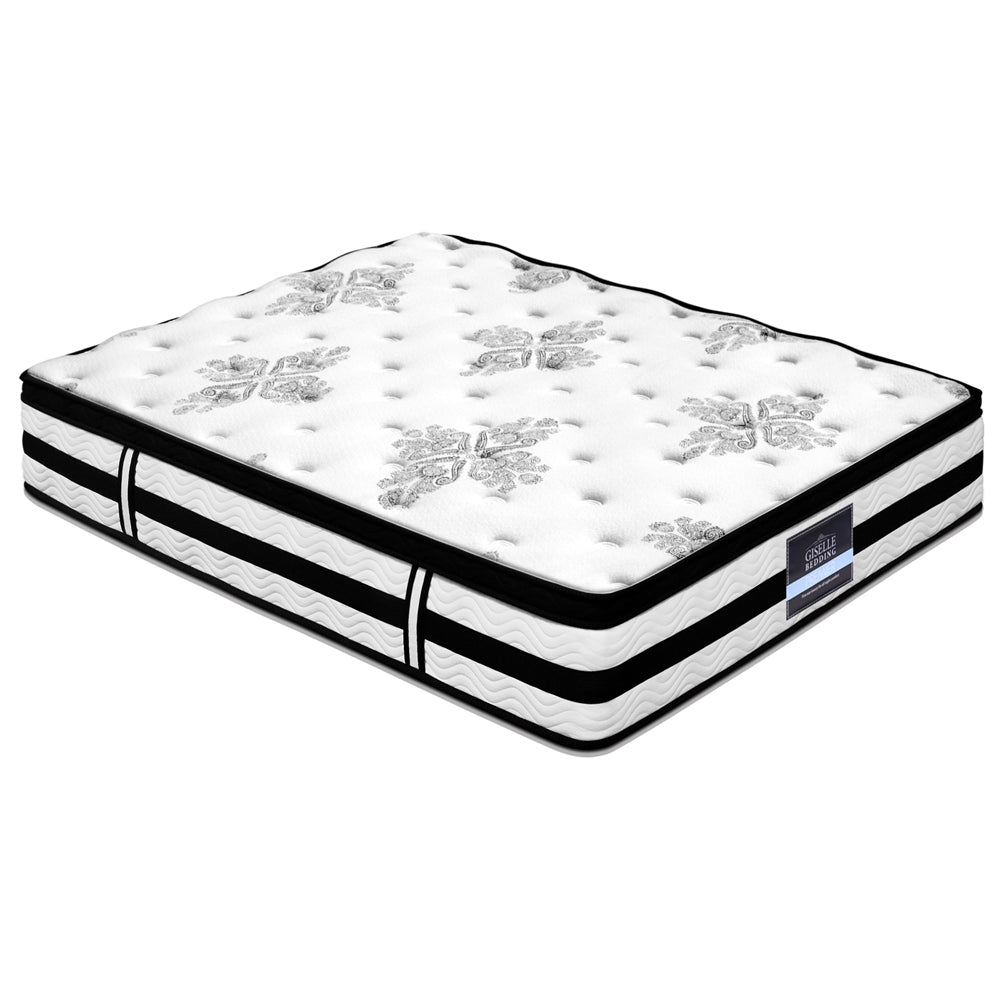 King 34cm Euro Top Pocket Spring Mattress Medium-Firm 5 Zone 450 Coils