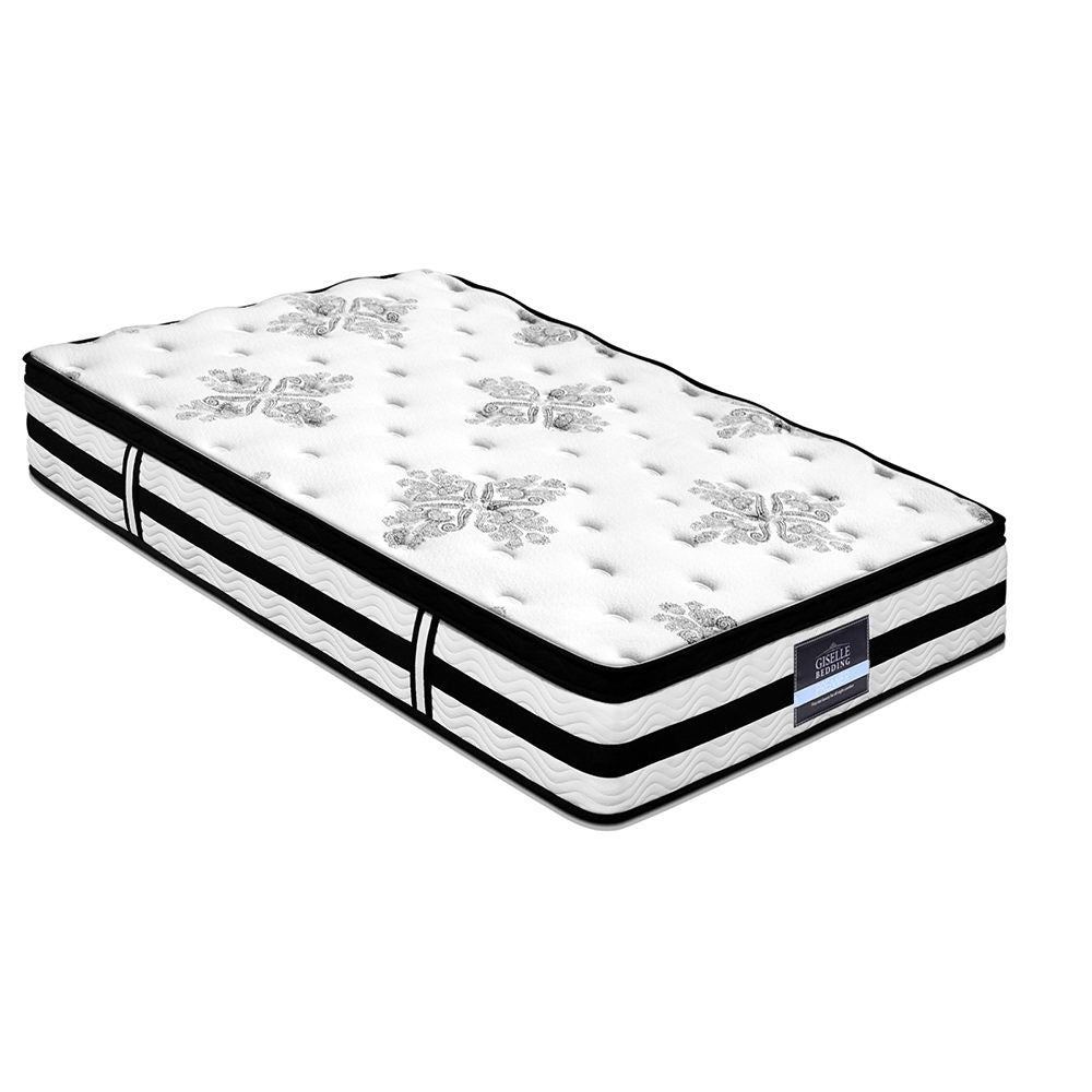 King Single 34cm Euro Top Pocket Spring Mattress Medium-Firm 5 Zone 450 Coils