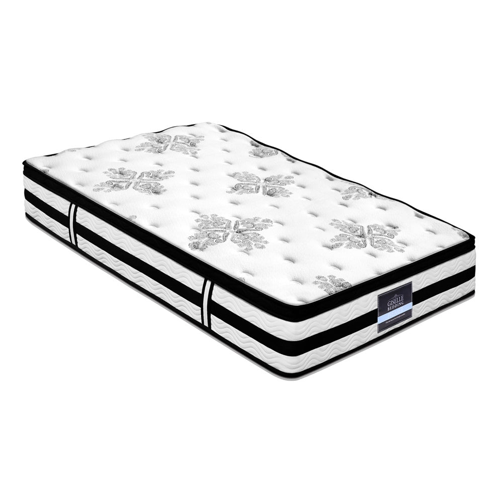 Single 34cm Euro Top Pocket Spring Mattress Medium-Firm 5 Zone 450 Coils