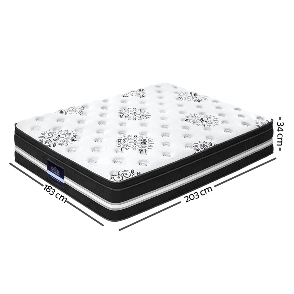 King 34cm Thick 5-Zone Memory Foam Mattress Medium-Firm Support