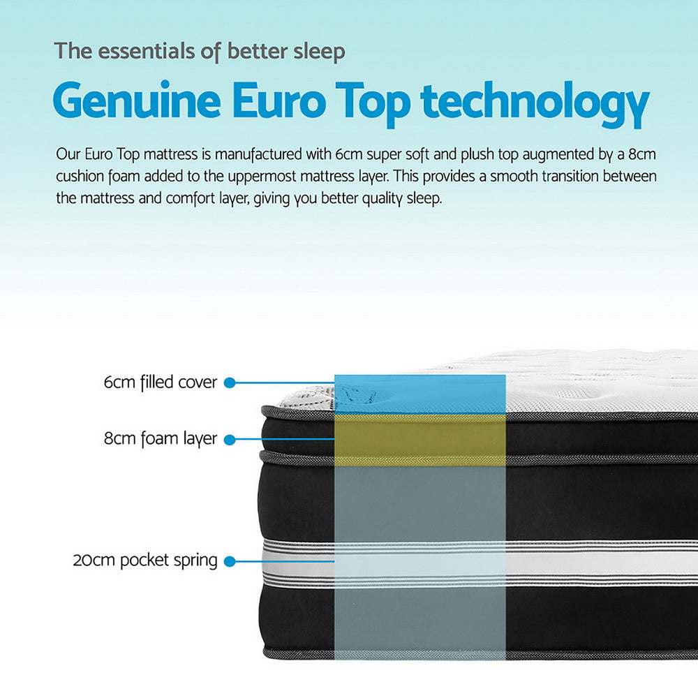 Simple Deals Giselle Bedding King Single Size Mattress Bed COOL GEL Memory Foam Euro Top Pocket Spring 34cm