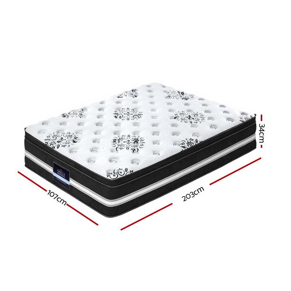 Bedding King Single Size Mattress Bed COOL GEL Memory Foam Euro Top Pocket Spring 34cm
