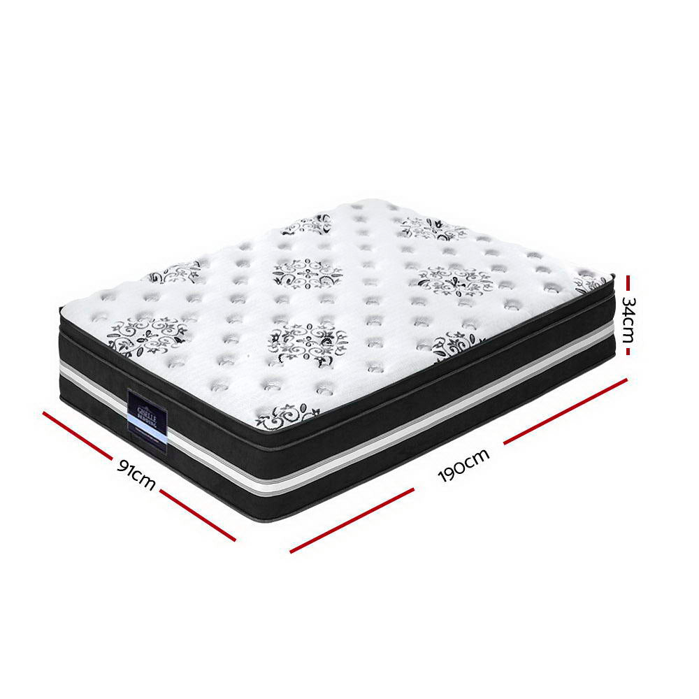 Single 34cm Thick 5-Zone Memory Foam Mattress Medium-Firm