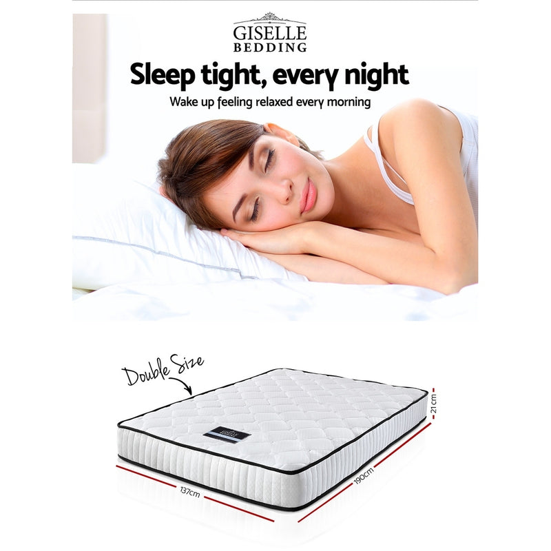 Double 21cm Tight Top Pocket Spring Mattress Medium Firm