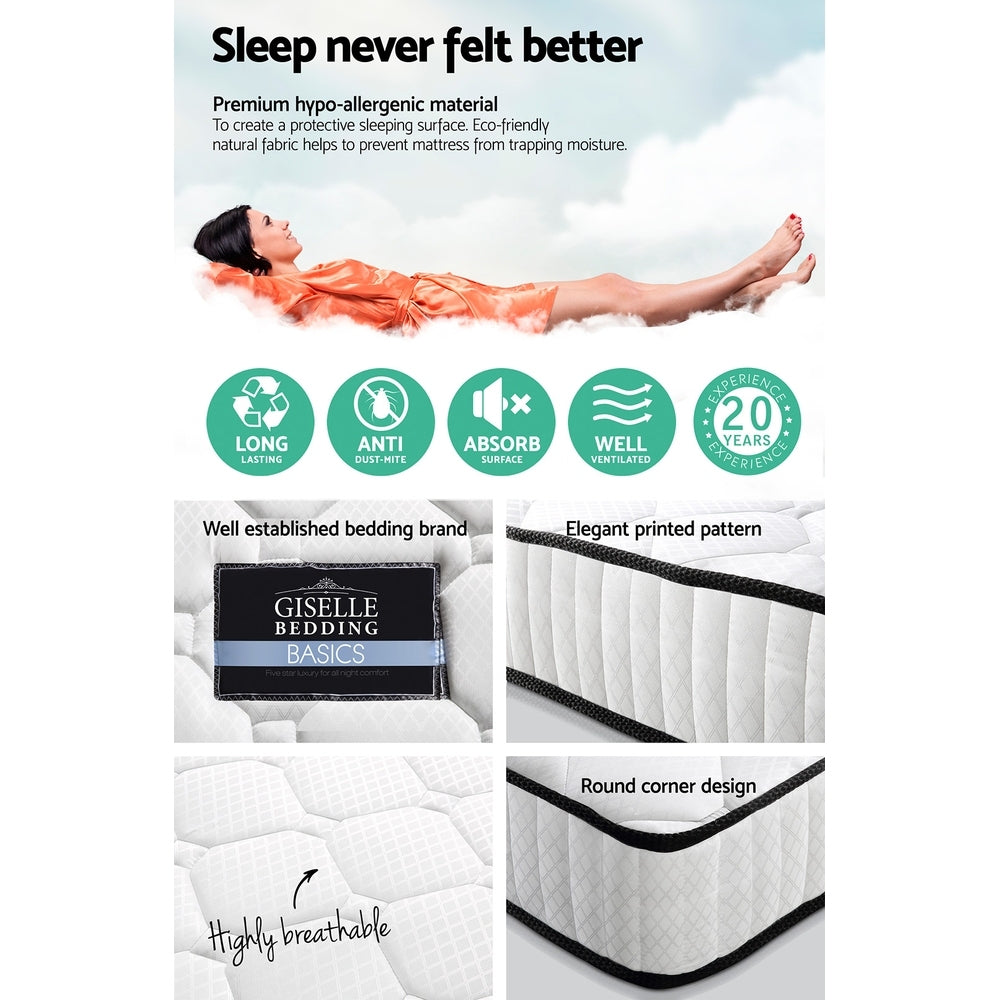 Double 21cm Tight Top Pocket Spring Mattress Medium Firm 364 Coils
