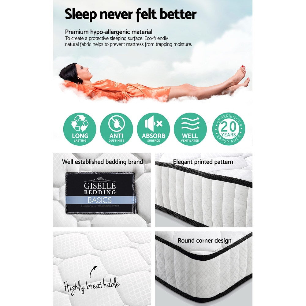 Queen 21cm Medium Firm Pocket Spring Mattress 364-Coil Tight Top