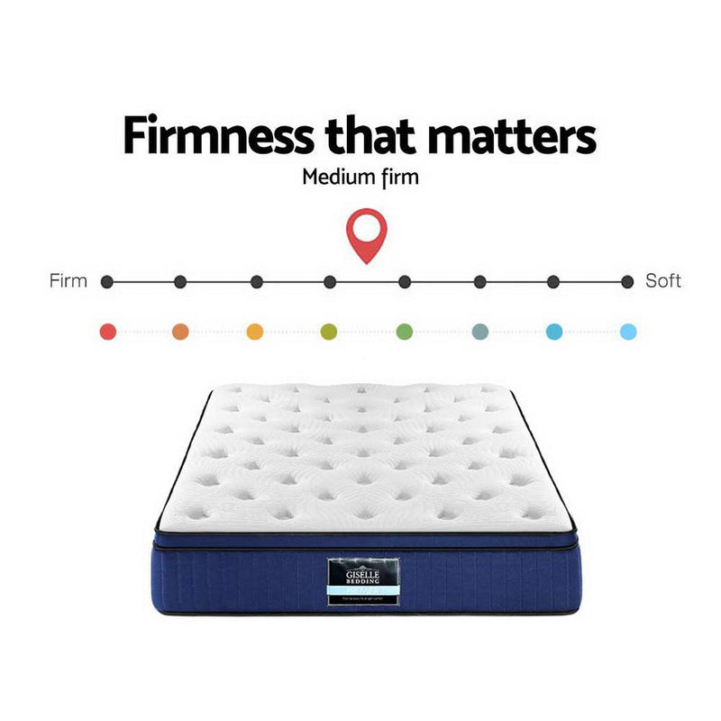 Double Size Mattress 7 Zones Pocket Spring cool Memory Foam 34cm - Giselle Bedding Zone Euro
