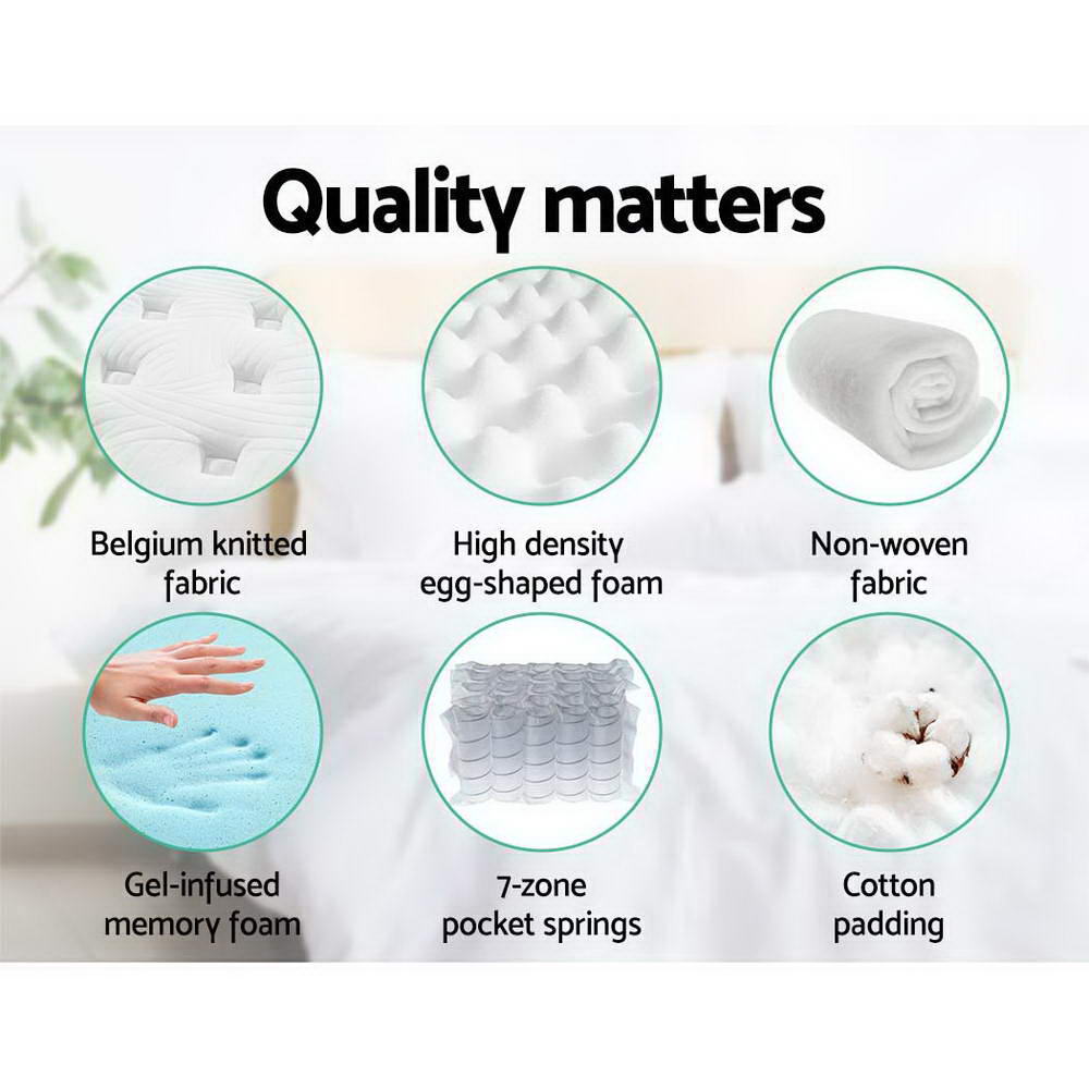 Double Size Mattress 7 Zones Pocket Spring cool Memory Foam 34cm
