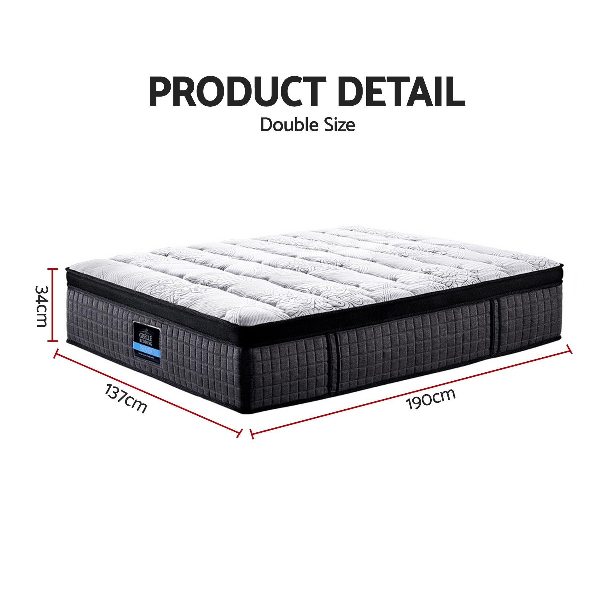 Giselle Bedding 34cm Mattress 9 Zone Latex Foam Double