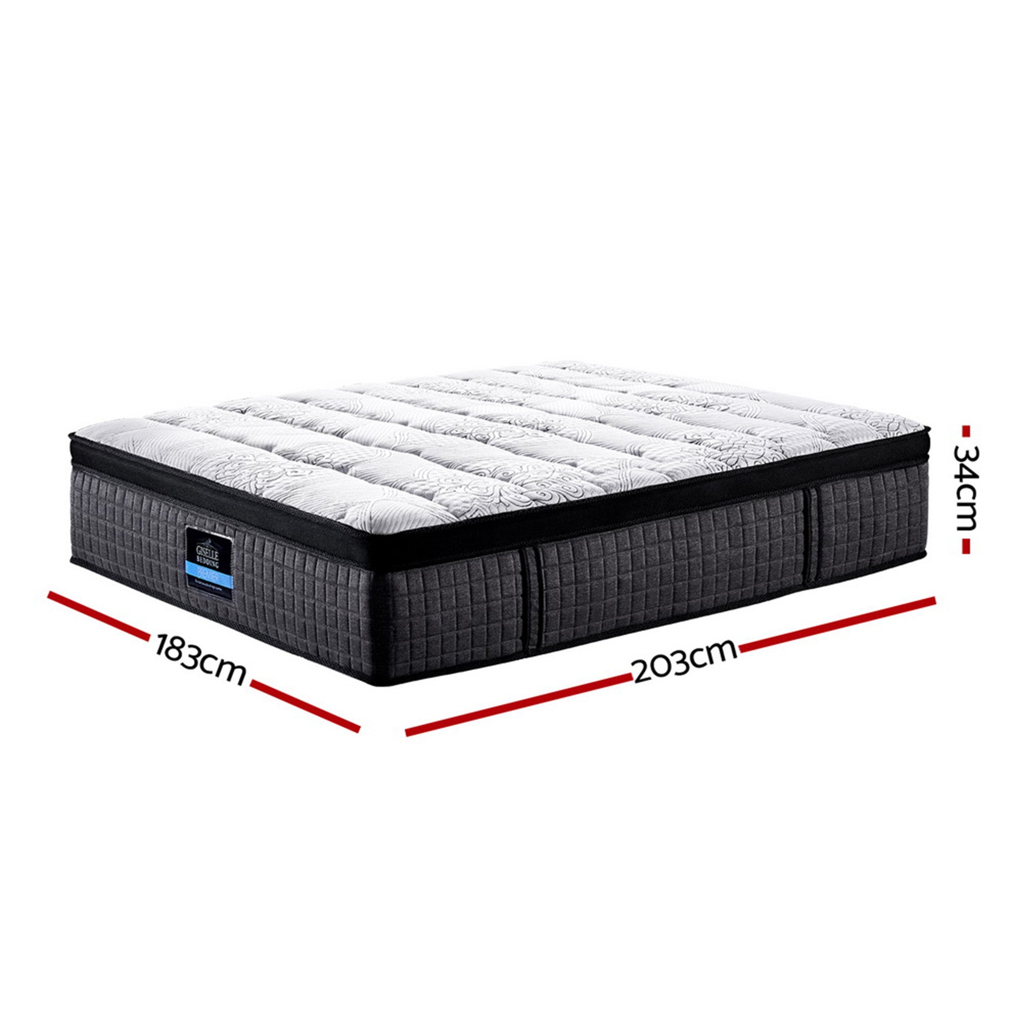 34cm King Mattress 9-Zone Latex Foam Euro Top Medium-Firm Sleep Comfort