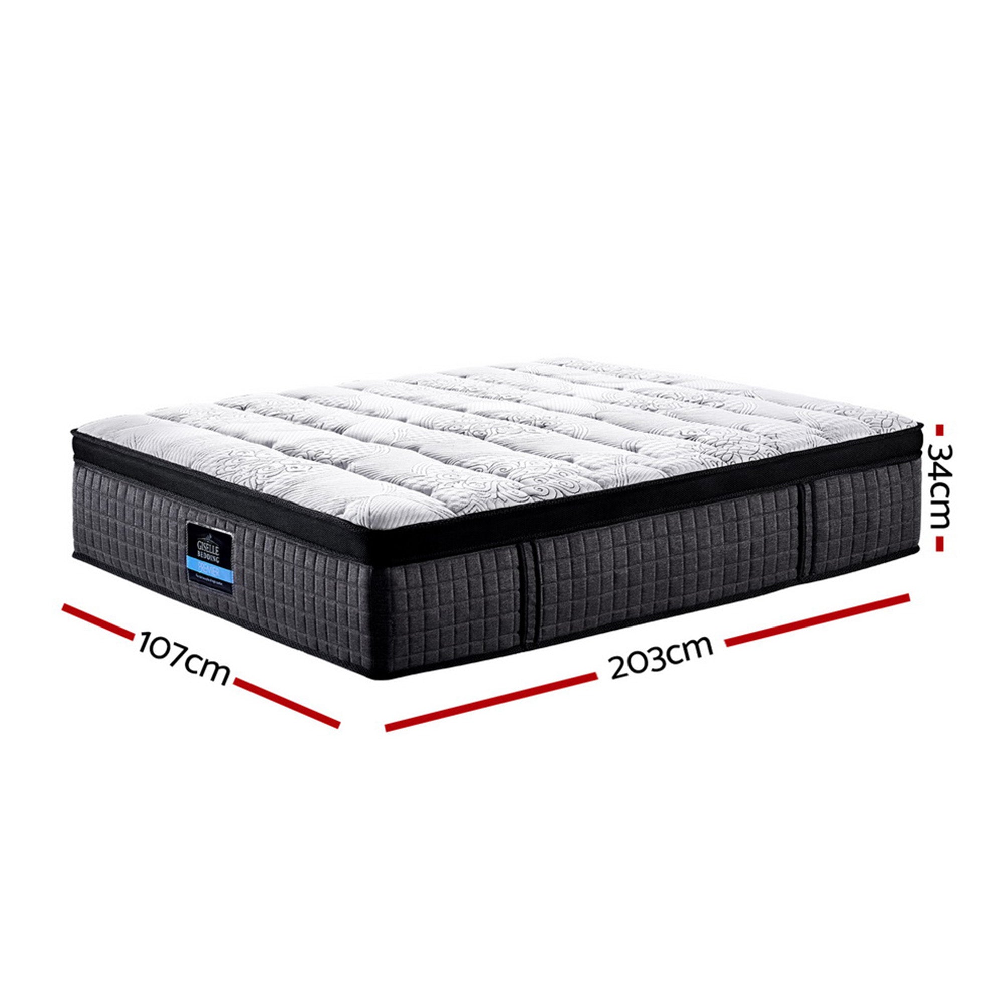 King Single 34cm Mattress Medium Firm 9 Zone Latex Foam
