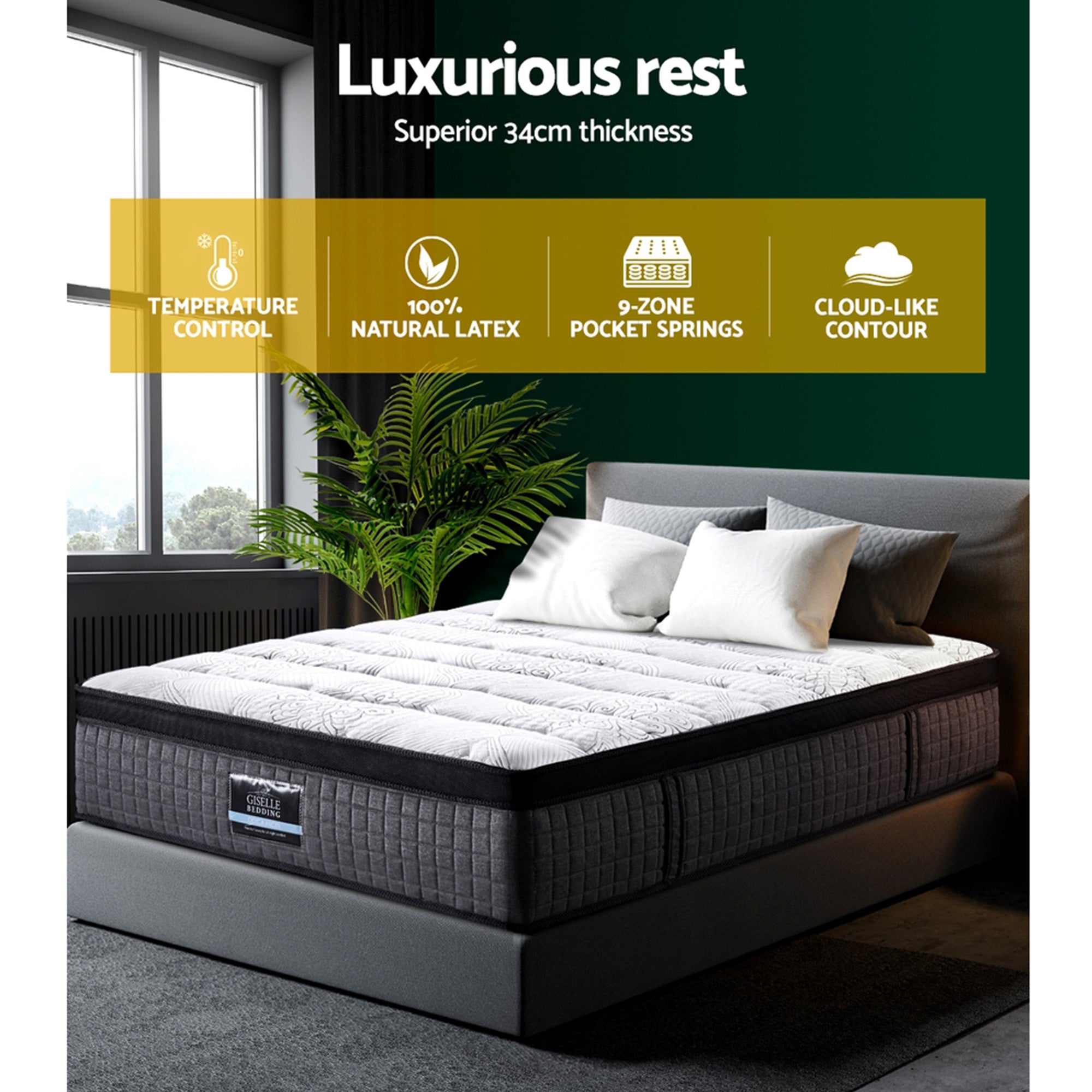 34cm Mattress 9 Zone Latex Foam Queen