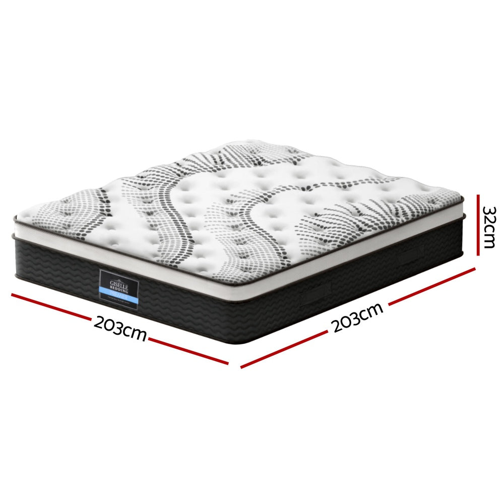32cm Plush Euro Top Mattress Super King Supportive Comfortable Bed, 32Cm