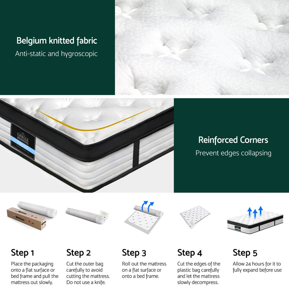 31cm Mattress Euro Top King Single - Durable, Long-Lasting Design | Single Mattress