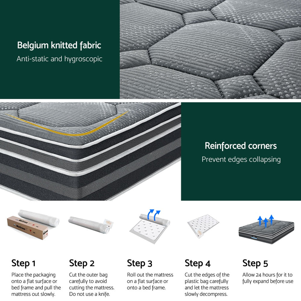 Double Mattress - 35cm Mattress Bamboo Cover Double Size, Eco-Friendly & Comfortable