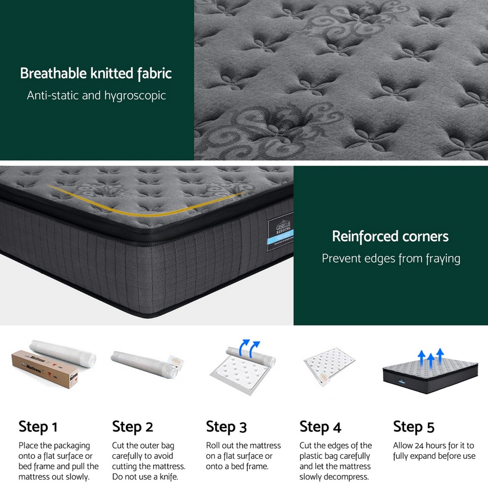 Bed Mattress 34cm Double/King/Queen/Single