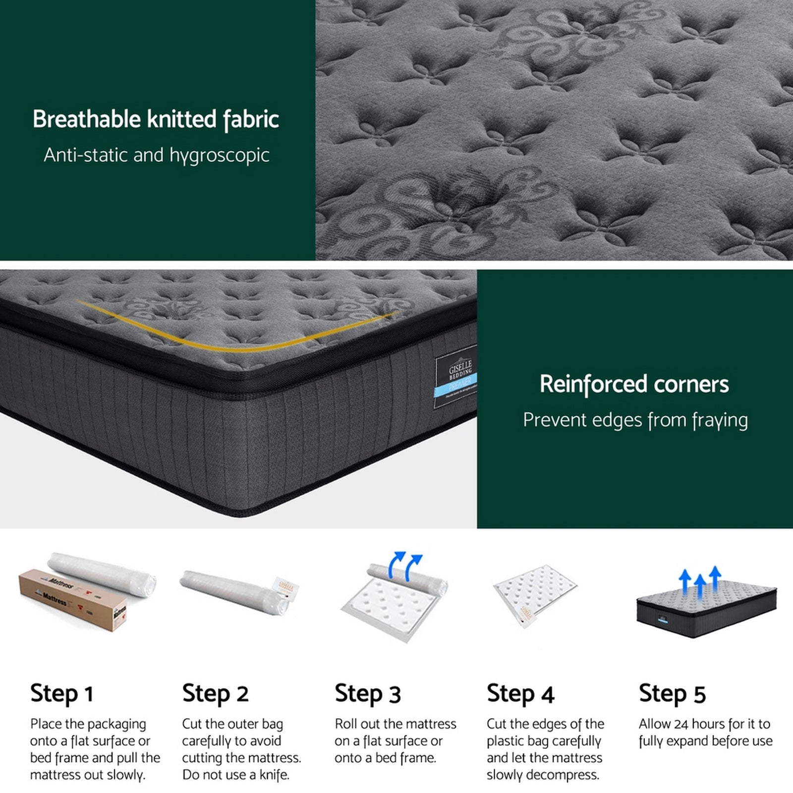 Bed Mattress 34cm Double/King/Queen/Single