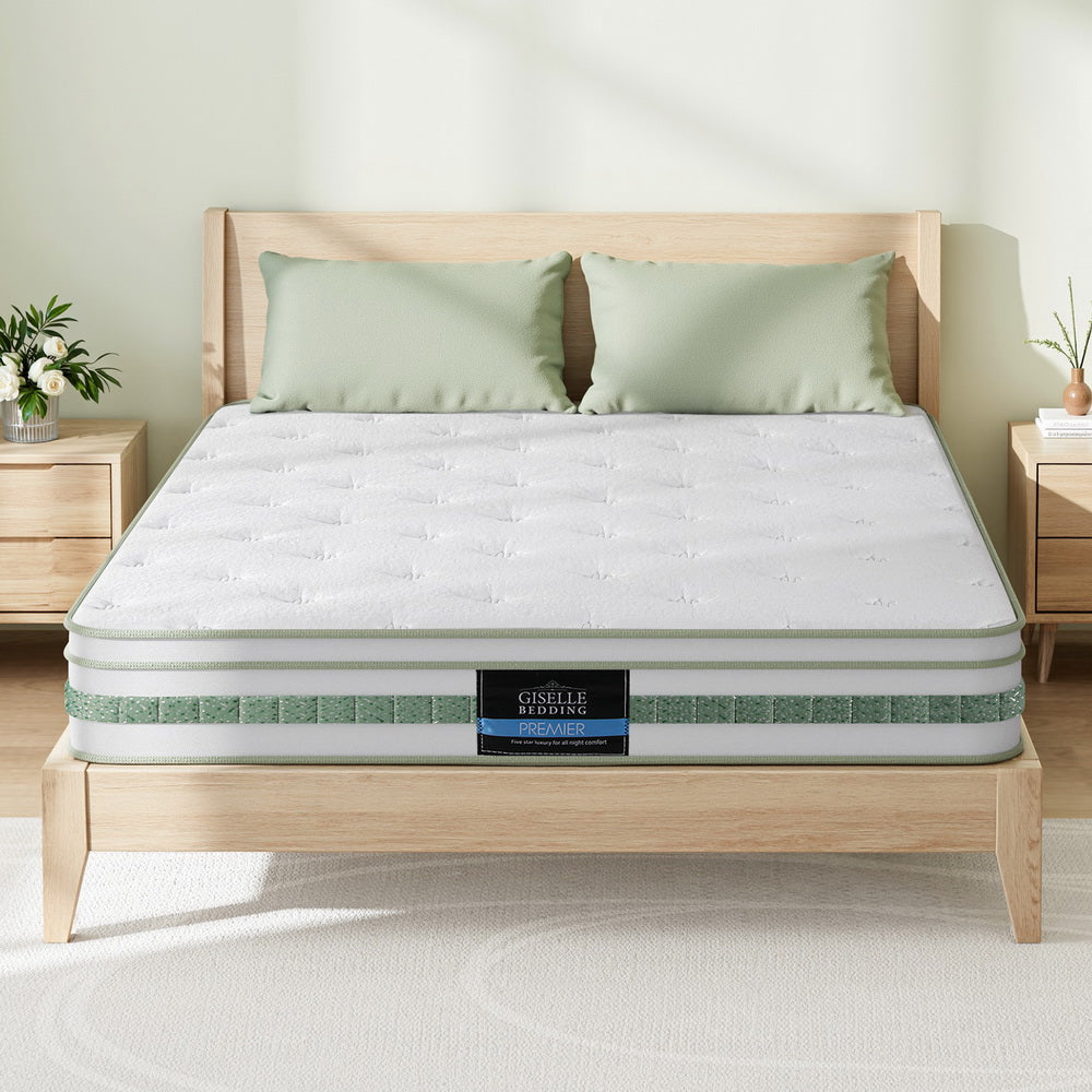 Thick 20cm Giselle Mattress Double Green Tea Mattresses Medium-Firm