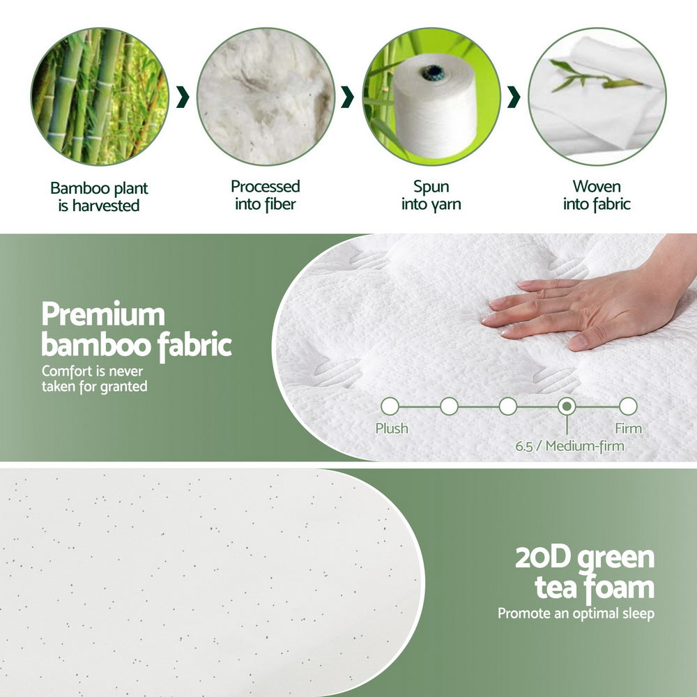 Thick 20cm Giselle Mattress Double Green Tea Mattresses Medium-Firm