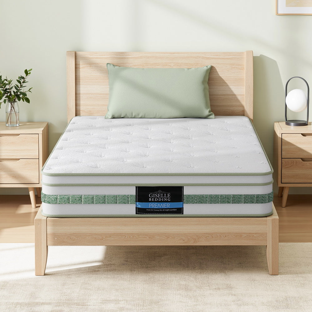 Thick 20cm Giselle Mattress Double Green Tea Mattresses Medium-Firm