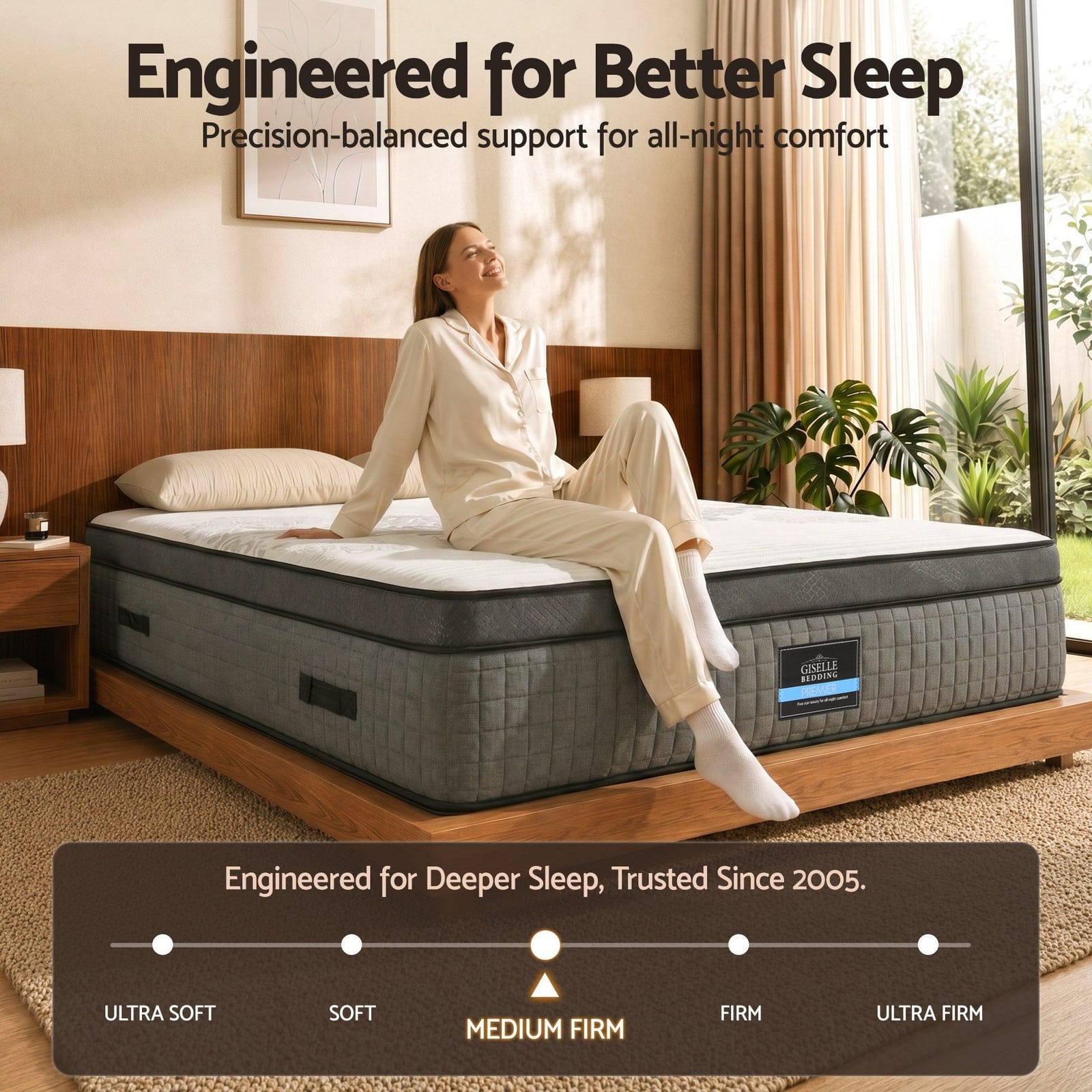 Queen Mattress Adjustable Firmness 153x203x37cm