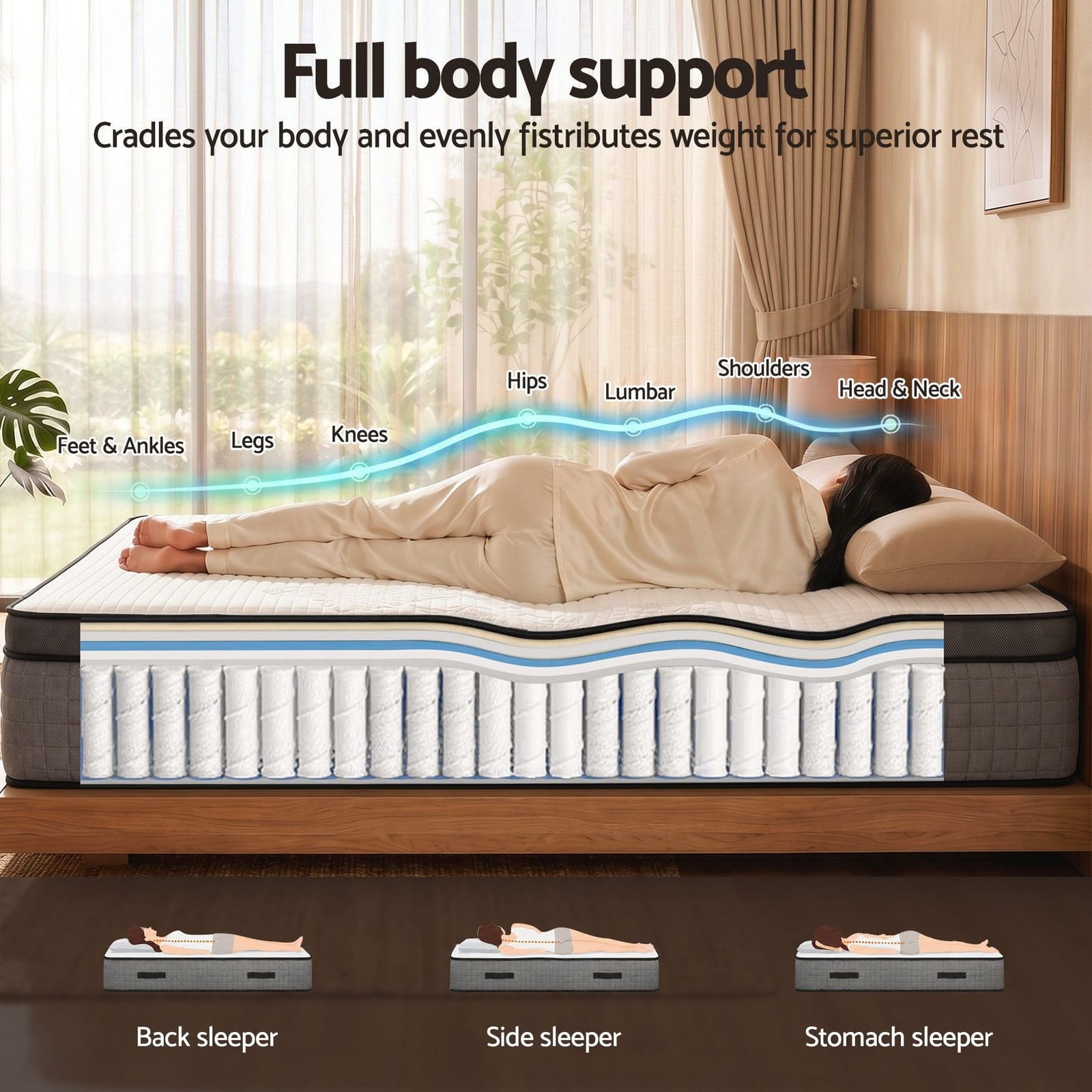 Queen Mattress Adjustable Firmness 153x203x37cm