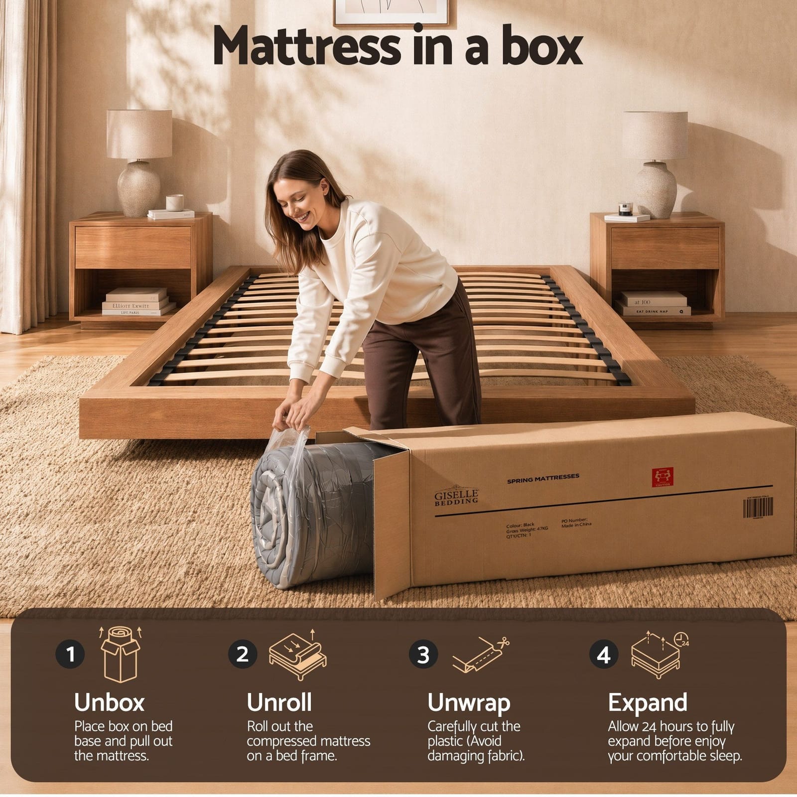 Queen Mattress Adjustable Firmness 153x203x37cm