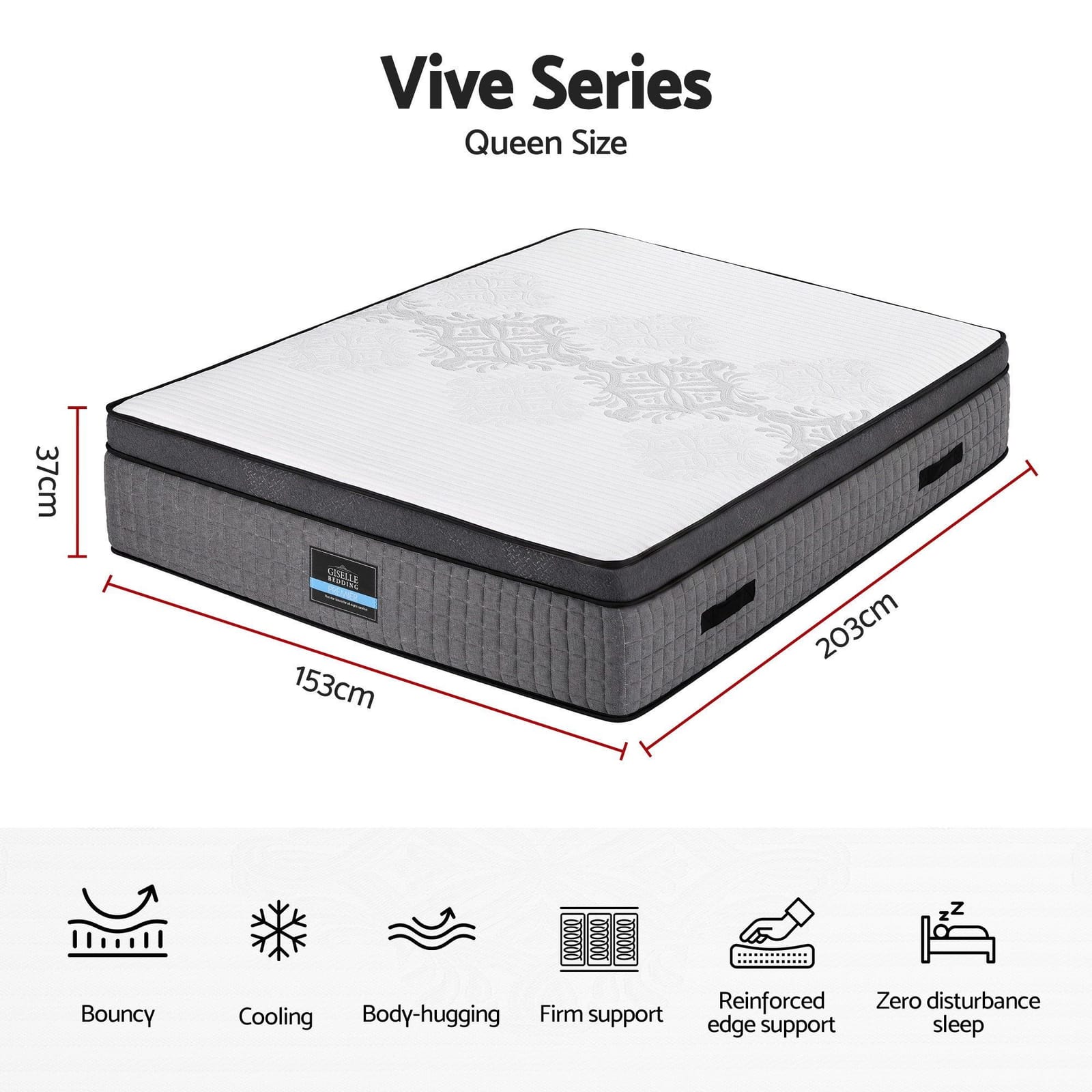 Queen Mattress Adjustable Firmness 153x203x37cm