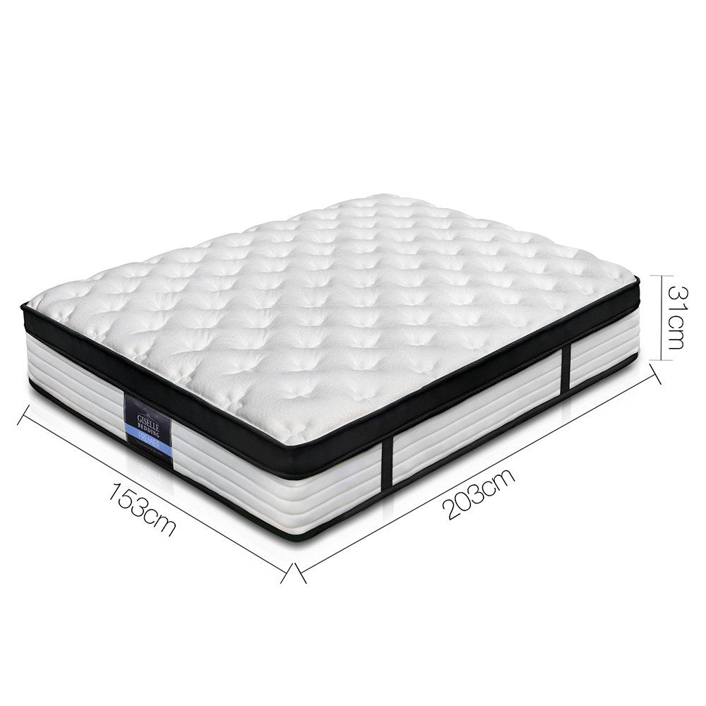 Queen Size 31cm Euro Top Mattress Medium Firm 6.5, 768 Coil Support