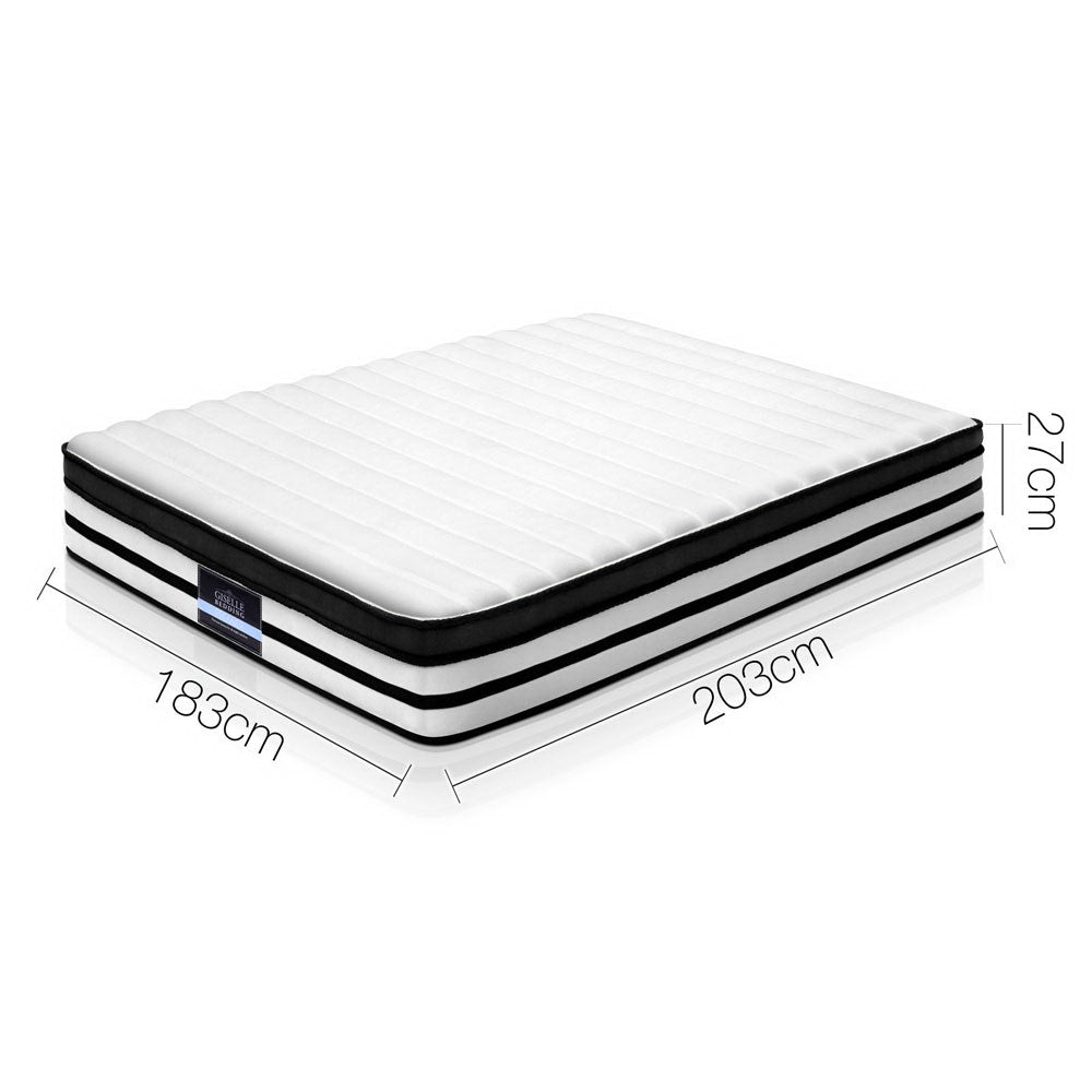 King Mattress Size Bed Euro Top 5 Zone Pocket Spring Plush Foam 27Cm