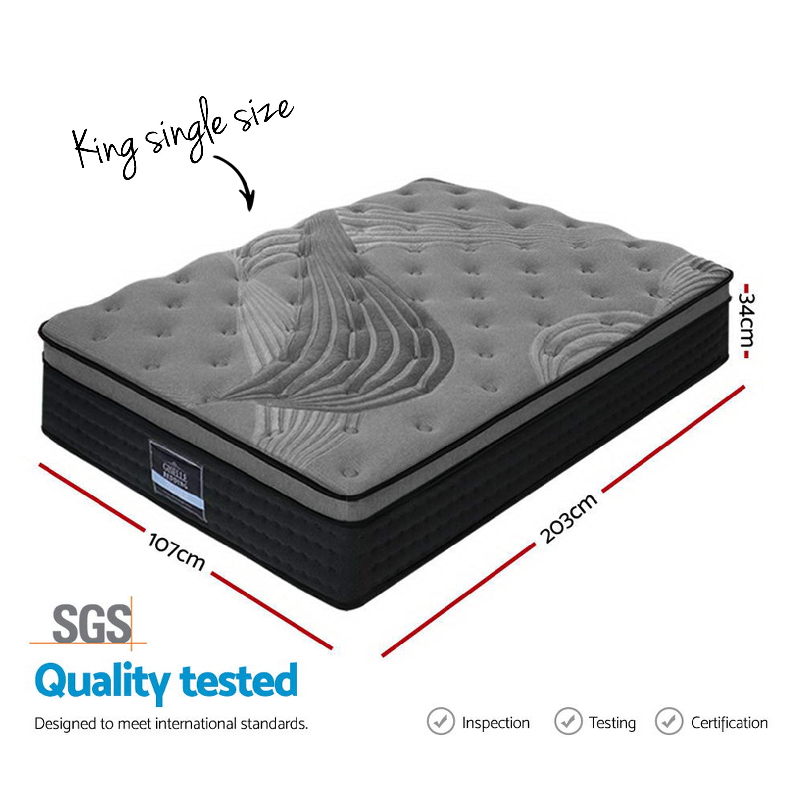 34cm Mattress Bamboo Cover King Single
