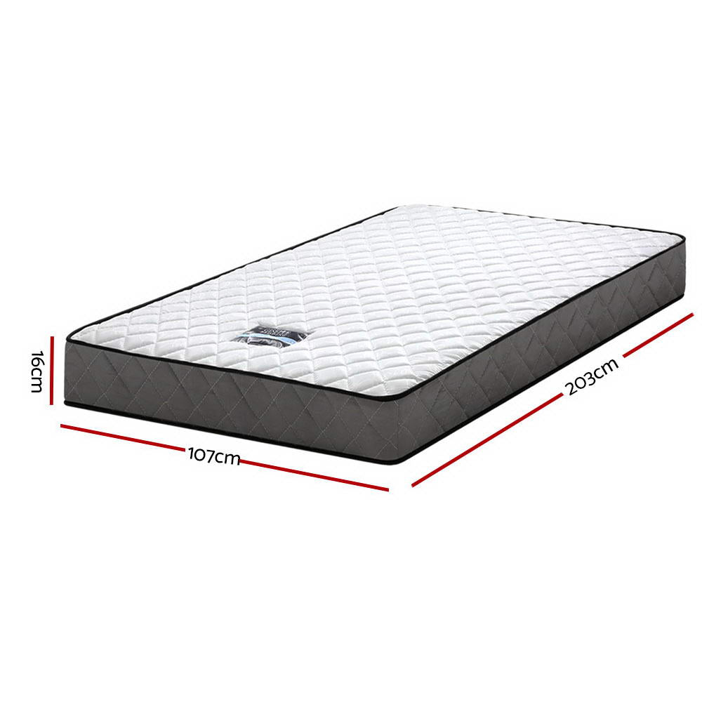 King Single Size Bonnell Spring Mattress 16cm Thick Medium-Firm Feel, 6-Turn Coil Support