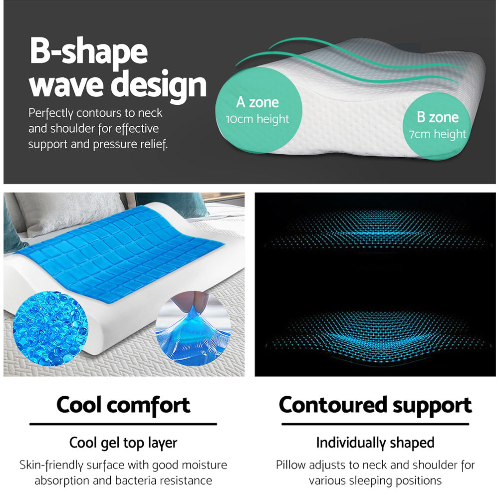 Twin Pack Contour Pillow with Cool Gel Memory Foam Comfort
