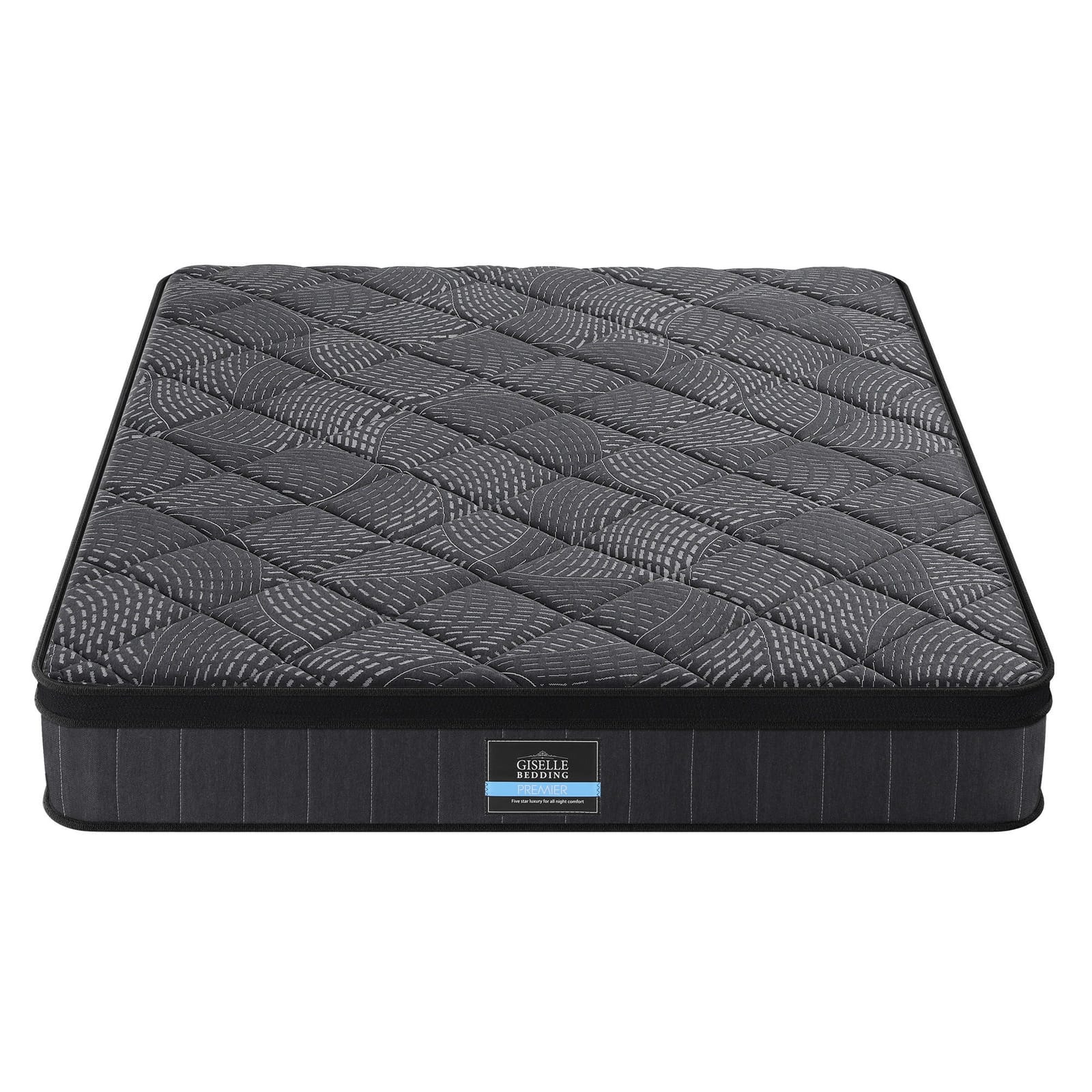 Black mattress 183x203x25cm, rear view