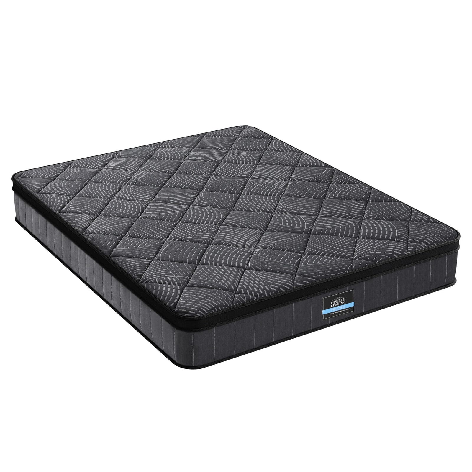 Black mattress 183x203x25cm, in room setting