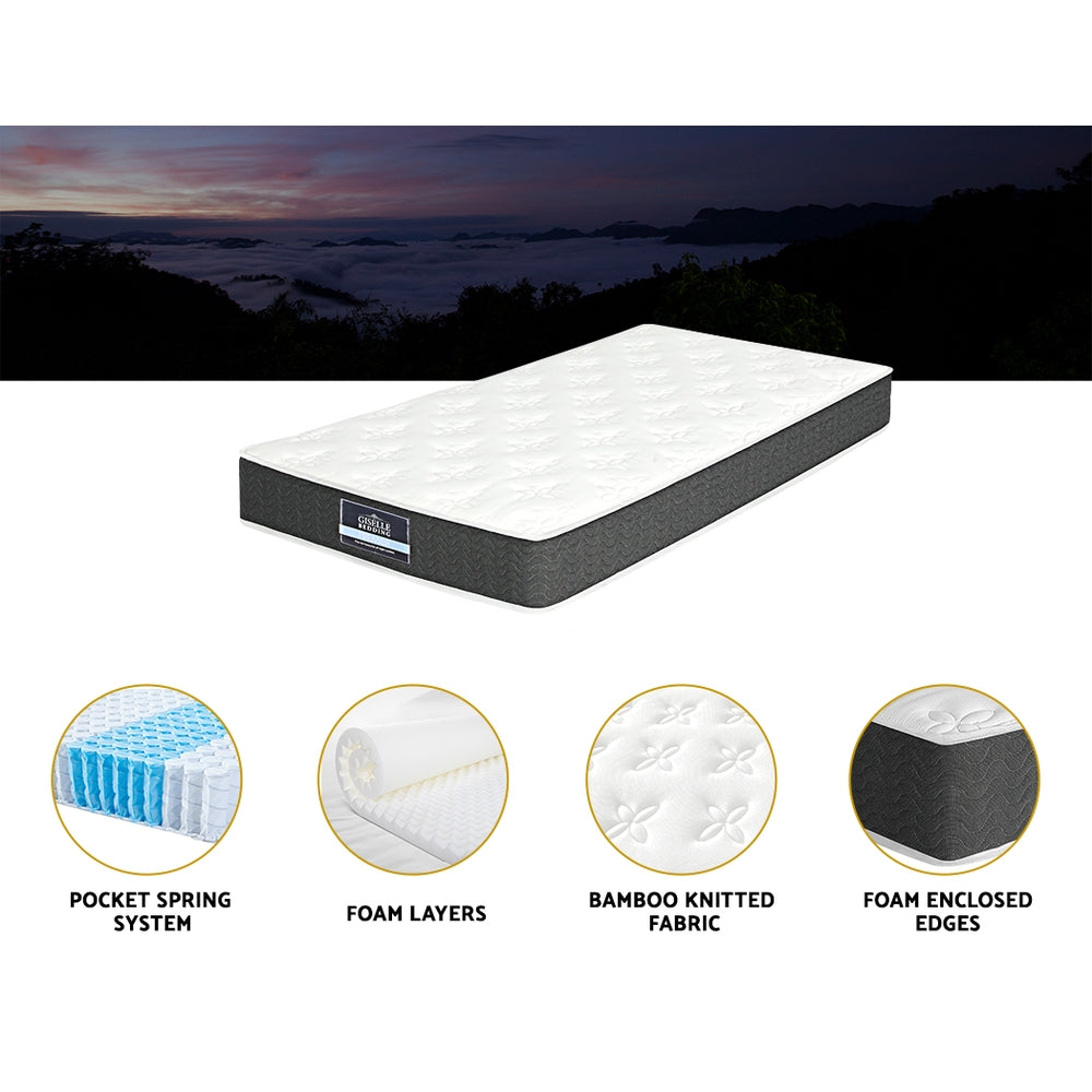 18cm Mattress Medium Soft w/Pillows King Single