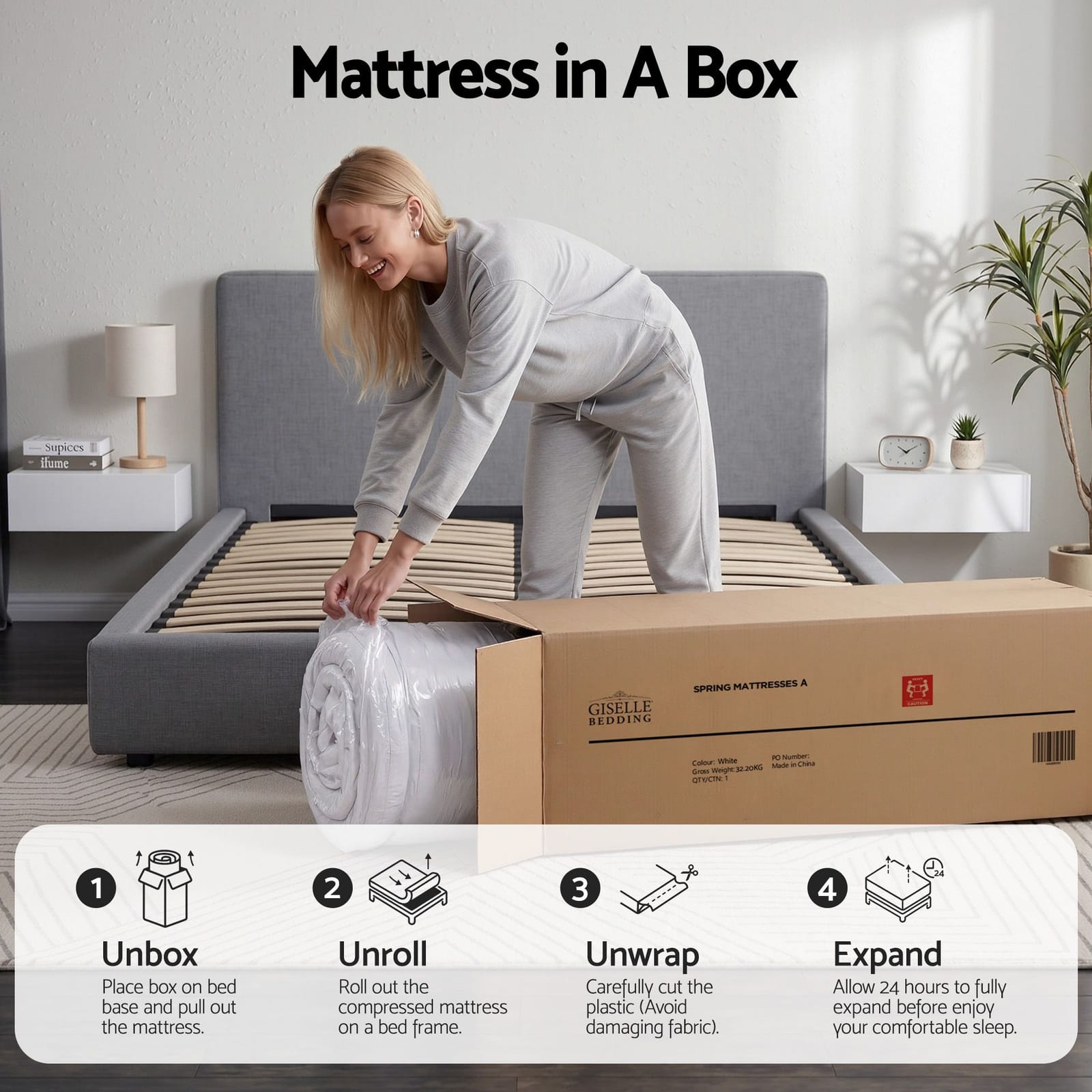 White mattress 183x203x23cm