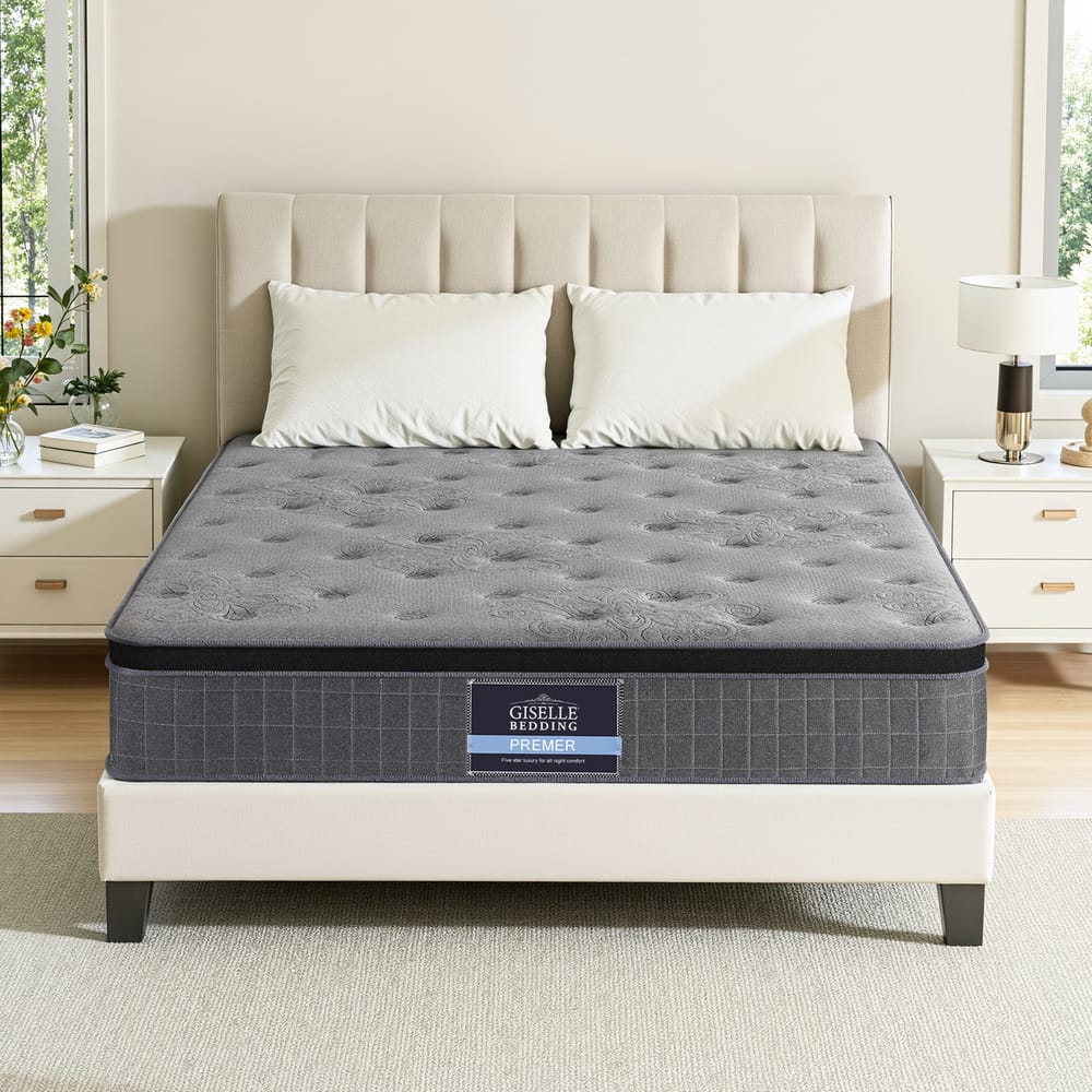 Grey mattress 183x203cm, side view