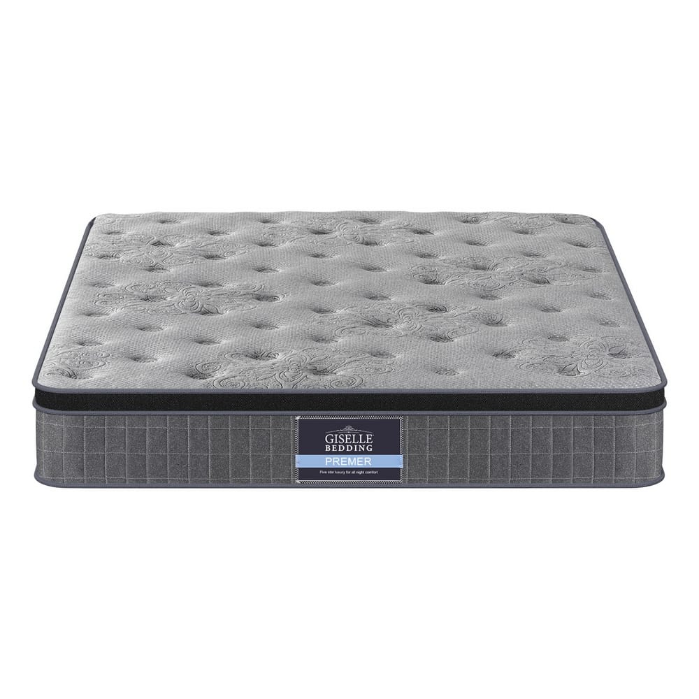 Grey mattress 183x203cm, in room setting