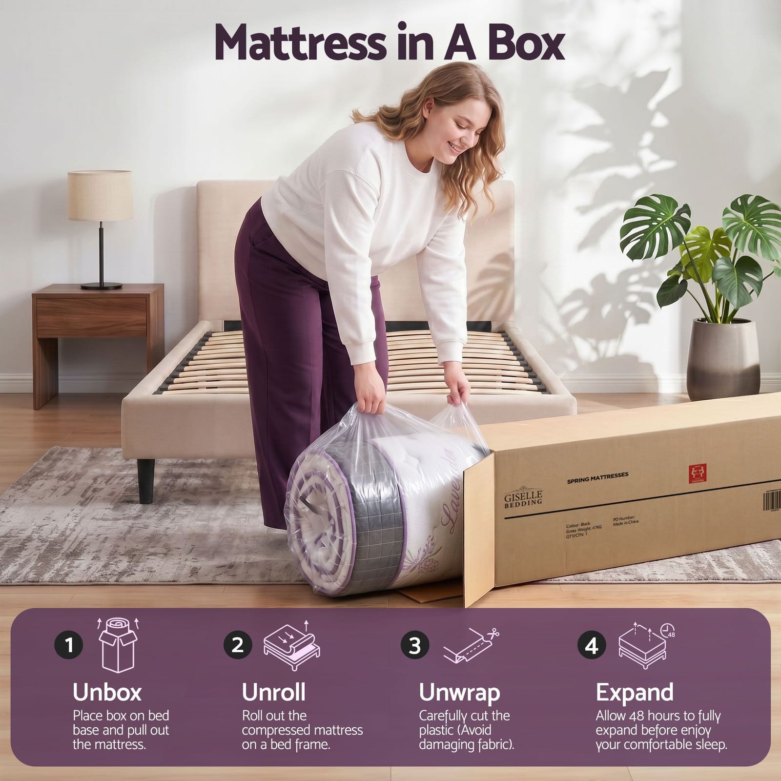 Purple mattress 90x190x35cm, view 7