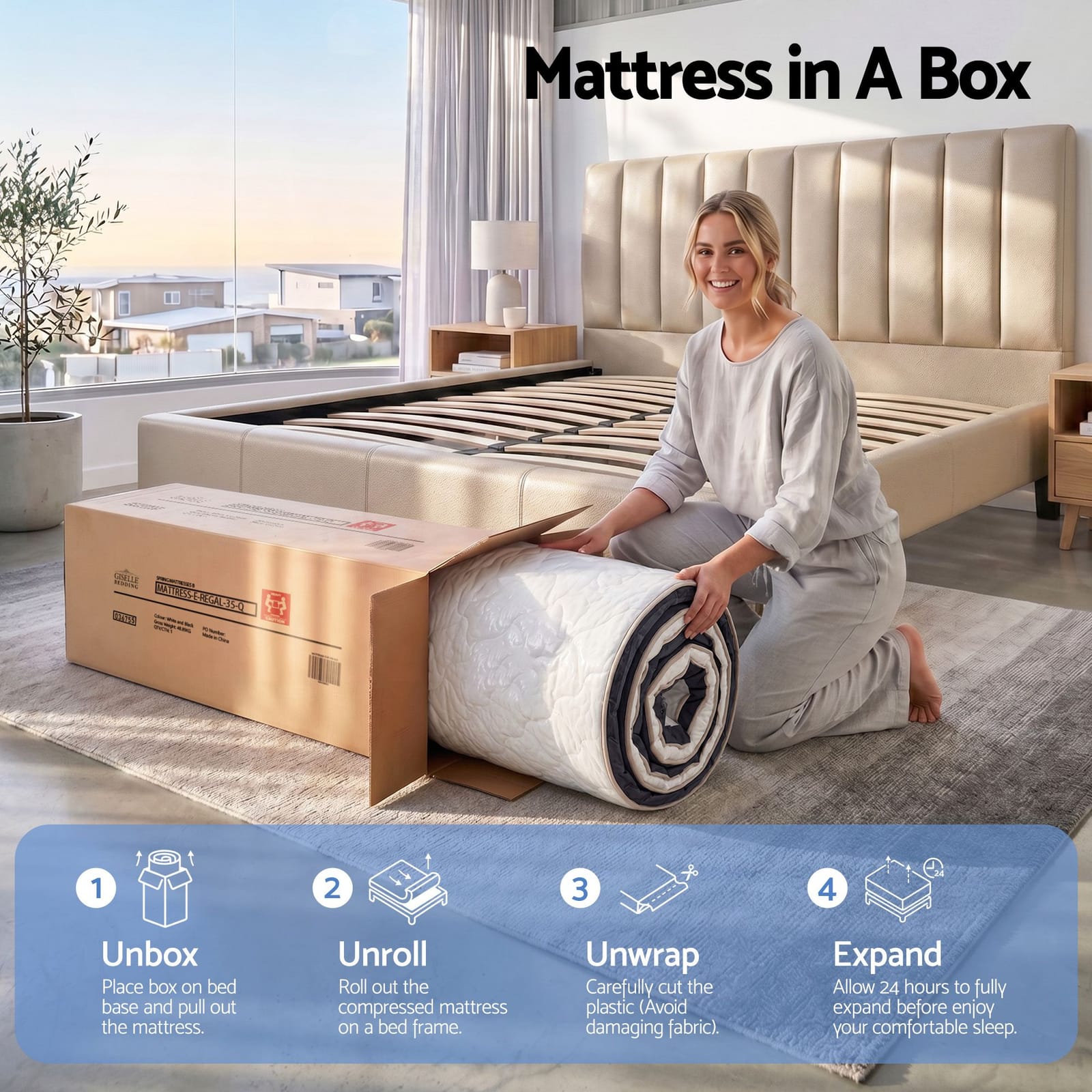 White mattress 183x203x35cm, view 7