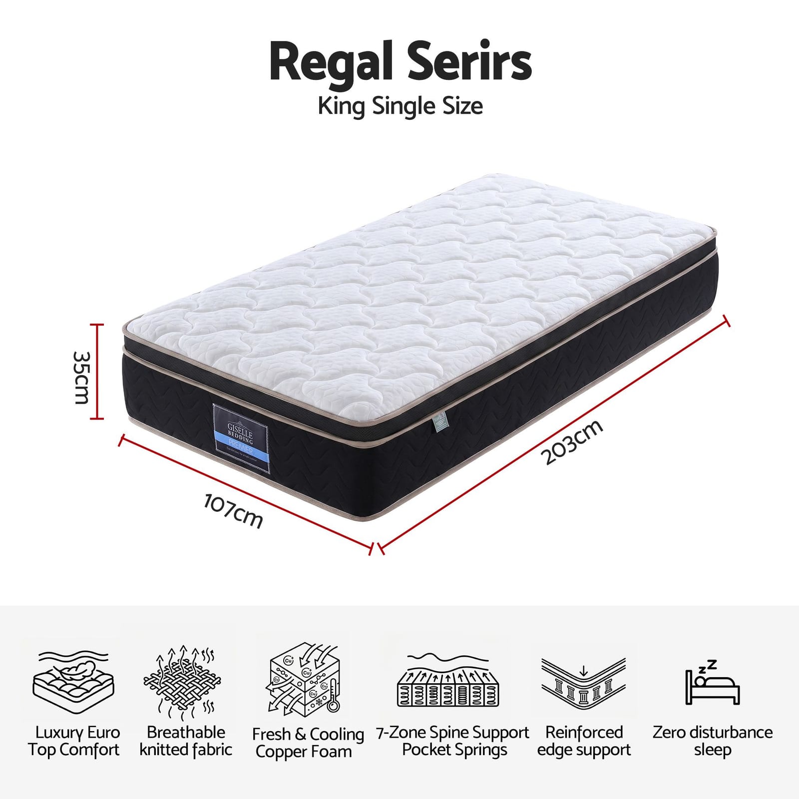 King Single Mattress 35cm Firm Pocket Spring | Simpledeals