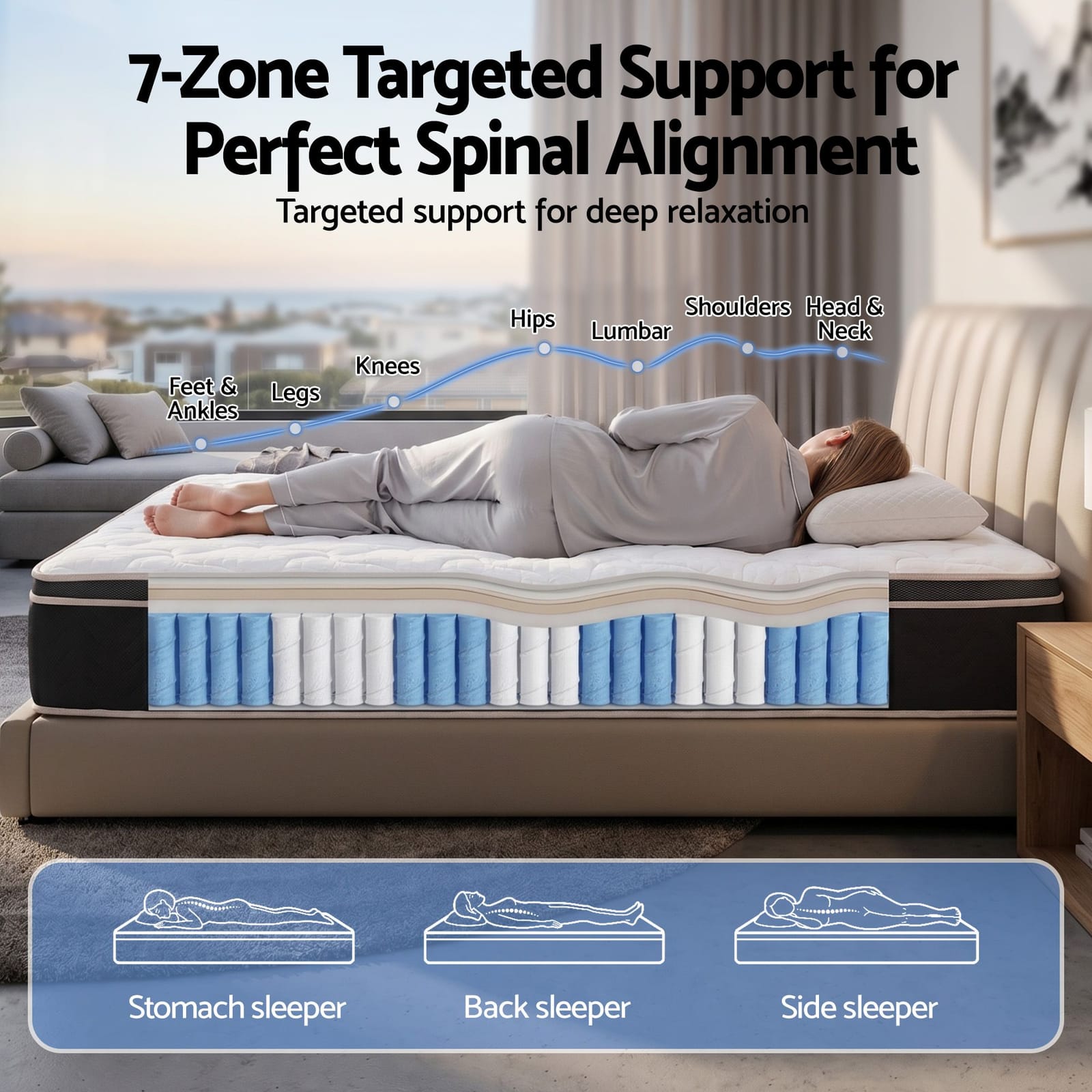 King Single Mattress 35cm Firm Pocket Spring | Simpledeals