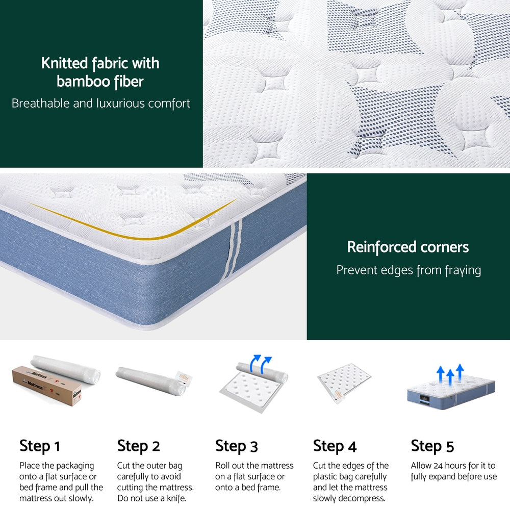 25cm Giselle Mattress King Single Bed Pocket Spring Mattresses -Modern