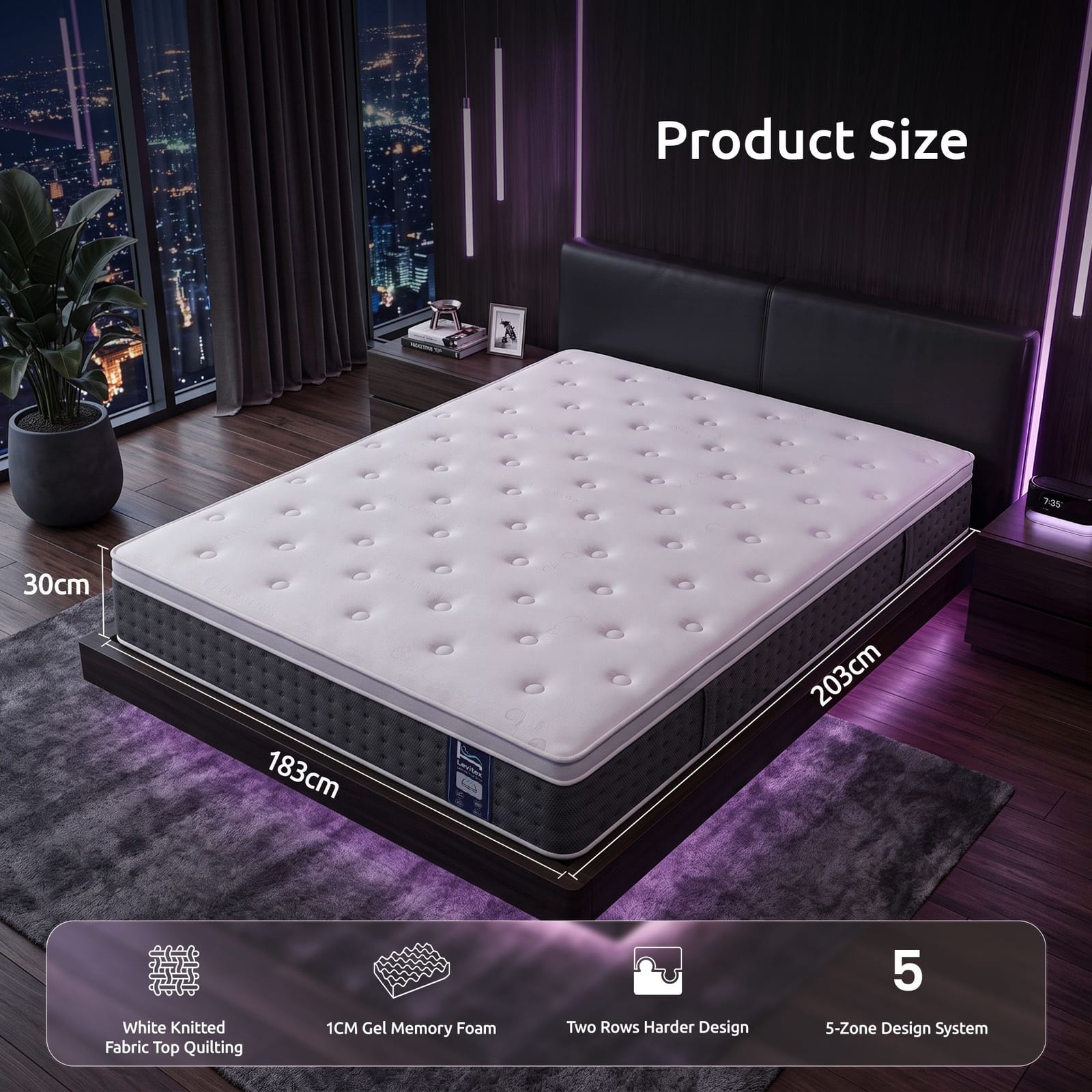 White mattress 203x183cm