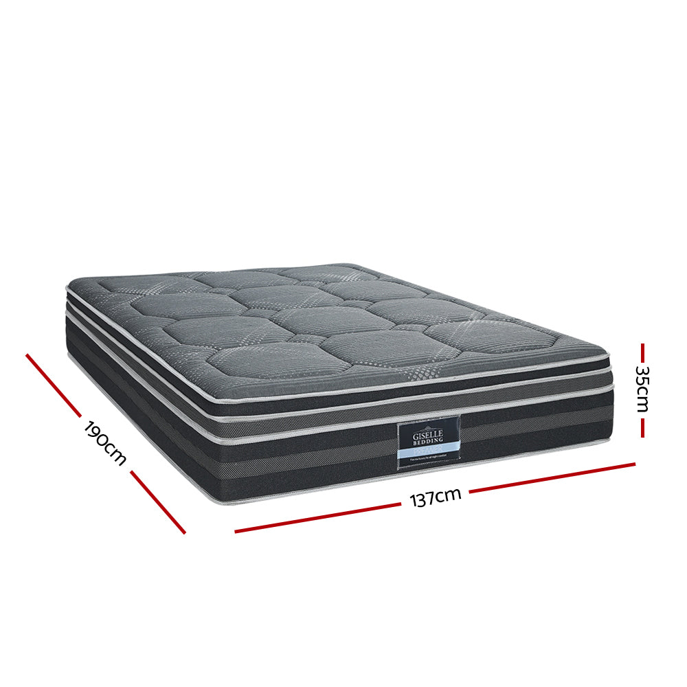 Simple Deals 35Cm Double Mattress Bed 7 Zone Dual Euro Top Pocket Spring Medium Firm