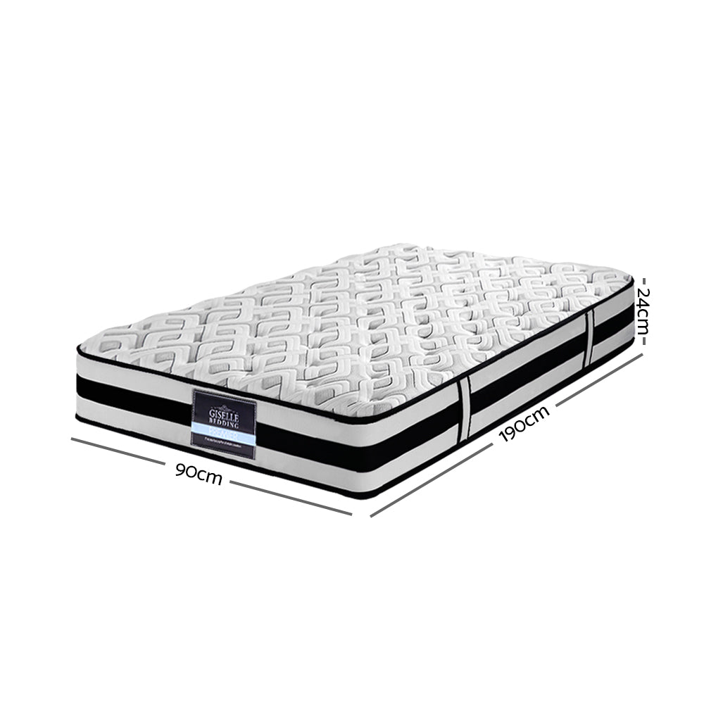 Single Tight Top Mattress 24cm Thick, Ultra Firm 9.0 Pocket Springs & Extra Thick Coils