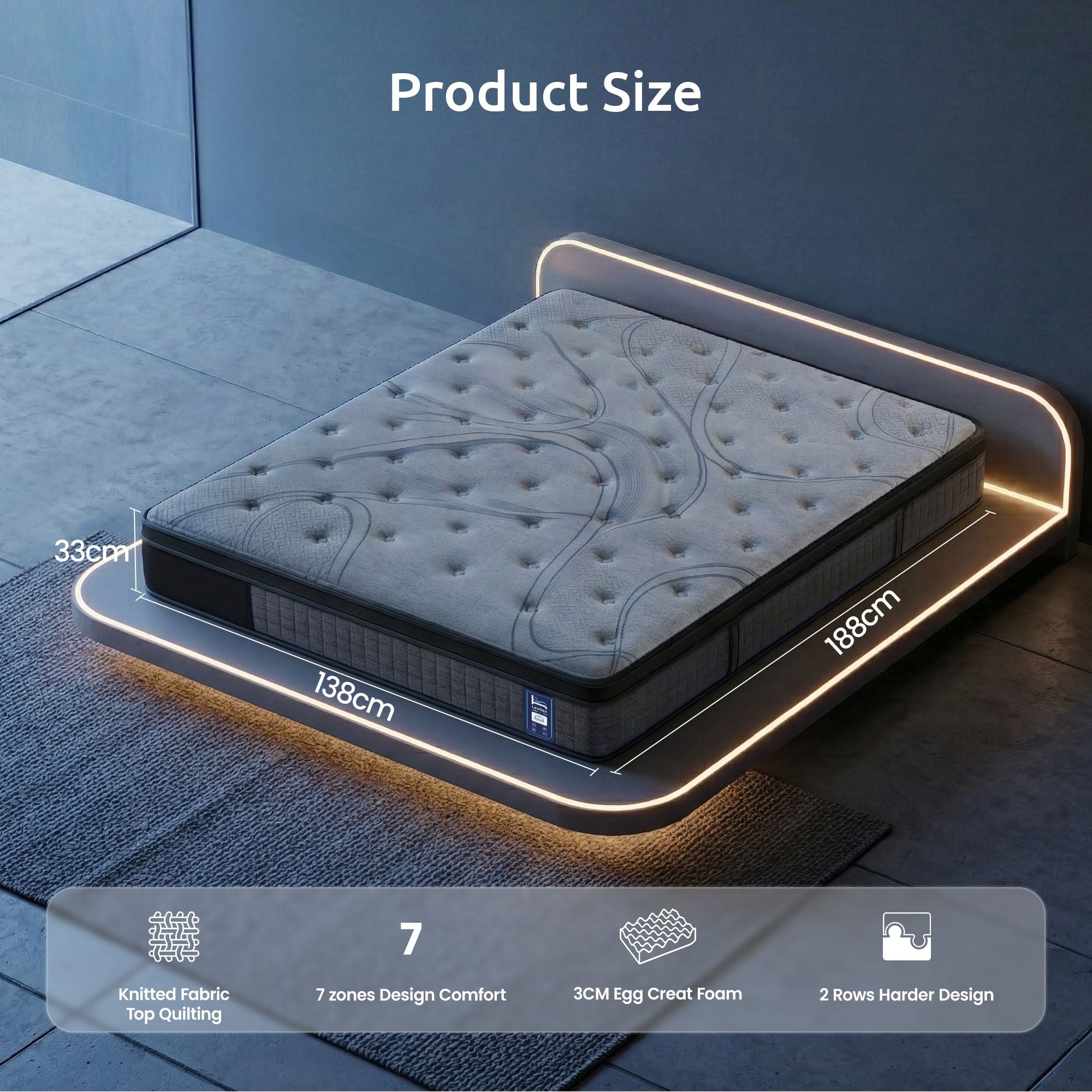 Double Mattress 33cm Extra Firm Pocket Spring | Simpledeals