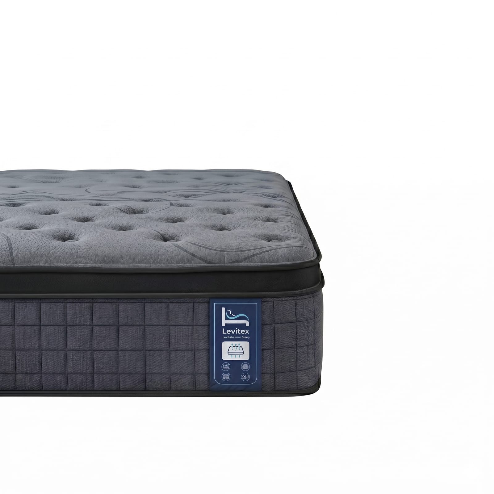 Grey mattress 203x105.5cm, rear view